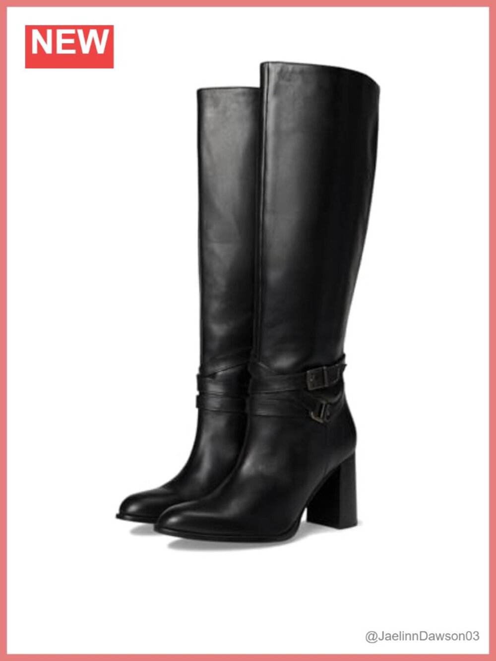Knee High Block Heel Zip Boots Leather Faux Leather Lining